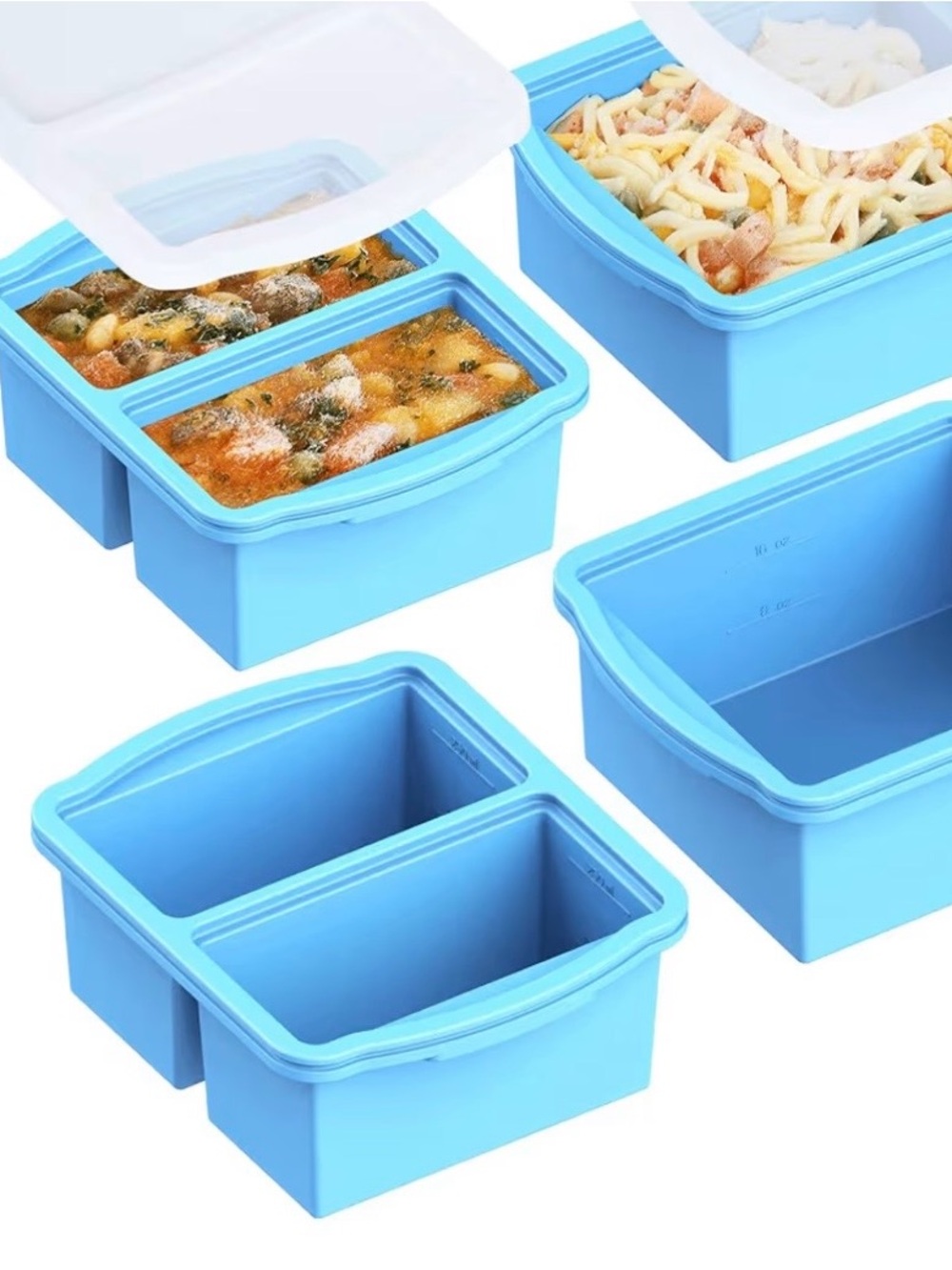 NWT Zip Standing Silicone Food Storage Lids - White & Blue - Picture 7 of 7